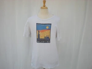 Vintage 80s 90's Visit Palestine T shirt White Large L Gaza Jeruslem - Picture 1 of 6