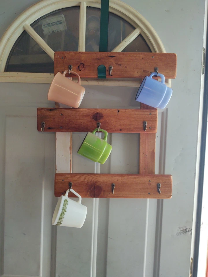 Portavasos de café de madera rústica hecho a mano 9 ganchos Foto 1 de 1