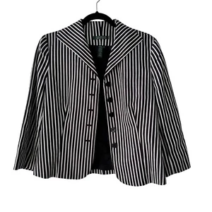 Lauren Ralph Lauren Striped Cape Blazer Button Front Jacket Nautical Size 10 - Picture 1 of 9