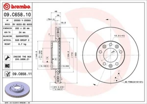 2X DISQUE DE FREIN BREMBO 09.C658.11 PEUGEOT CITROEN OPEL 283mm - Bild 1 von 2