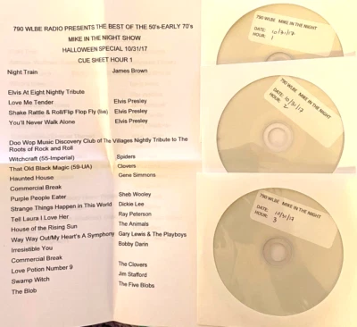 10/31/17 MIKE AT NIGHT 3 HR 47 TUNES HALLOWEEN SPECIAL w/ELVIS PRESLEY FEATURE - Image 1 of 4