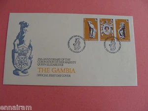Reina Isabel II Jubileo de Plata FDC 25ª Coronación Gambia 1978 #1 - Imagen 1 de 1