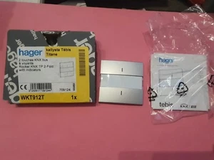 HAGER TEBIS Kallysta WKT912T - Enjoliveur Kallysta 2 touches KNX A Voyant TITANE