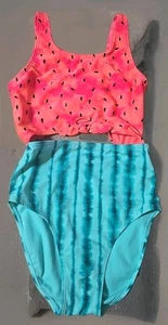 Cat & Jack Mädchen Badeanzug Wassermelone Batik Druck Einteiler Cut Out XL 14 Krawatte  - Bild 1 von 7