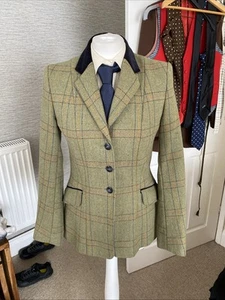 Splendida giacca Alexander James tweed show verde pallido multi check taglia 10 - Foto 1 di 23