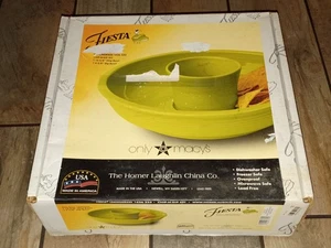 Homer Laughlin Fiesta Zitronengras? Limettengrün Chip & Dip Set Schüssel - Bild 1 von 7