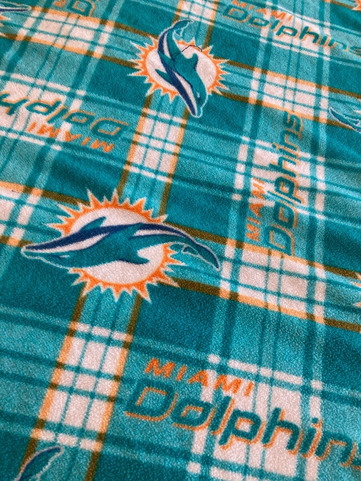 Manta Miami Dolphins 46"x61" más flecos doble polar fanático del equipo de fútbol americano Foto 1 de 4