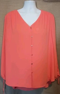 The Limited Collection Women Plus Size 2x Coral Dressy Blouse Split Sleeve NWT - Picture 1 of 8