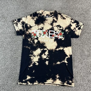 Popular Poison Shirt Mens Small Black Tan Tie Dye Tokyo Japan Floral Graphic Tee - Picture 1 of 8