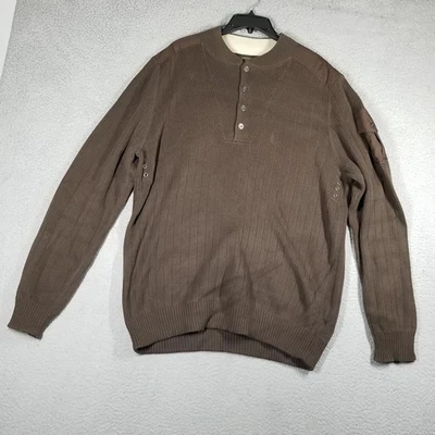 Suéter Eddie Bauer Para Hombres Alto Grande Marrón Henley Parche para el Hombro Bolsillo Utilitario Foto 1 de 4