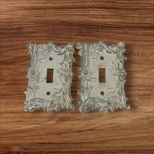 Vtg Set American Tack & Hardware Light Switch Plate Cover 1967 Brass Rose White  - Picture 1 of 5