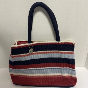 The Sak Crochet Purse Shoulder Bag Mini Tote Bohemian Stripe Handbag Boho Nylon - Picture 1 of 9