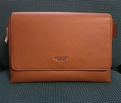 Nuevo Bolso Mensajero COACH Caleb Gunmetal/Silla de montar CY768 Cuero Marrón Computadora Foto 1 de 4