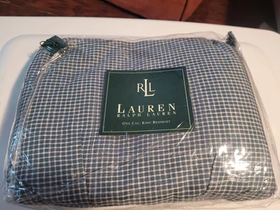Ralph Lauren Cal King Bed Skirt chadwick Blue Check - Image 1 of 2