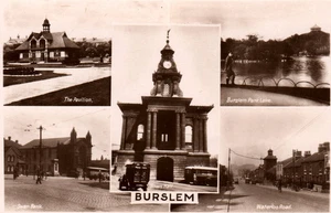 Burslem England UK Multi-View RPPC Vintage Postcard - Picture 1 of 2