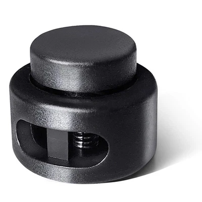 Cerraduras de cable de plástico de 10 piezas, tapón de palanca de resorte de doble orificio para cordones Foto 1 de 4