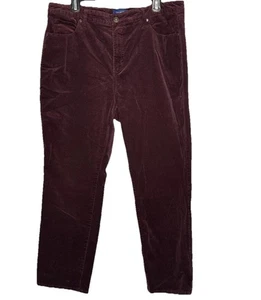 Talbots Damengröße 16P burgunderrot hoher Bund gerades Bein Cordhose Stretch - Bild 1 von 8