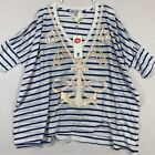 New Wildfox Anchors Away Blue White Striped Top size Medium