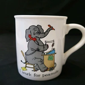 Office Elephant I Work For Peanuts Coffee Mug Cup Quackery Papel 8oz - Picture 1 of 7