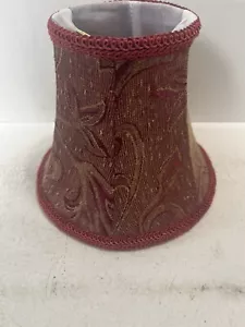 - Lamp Shade Burgundy Floral Design Clip On Bulb Lamps Chandelier Vintage Look - Picture 1 of 8