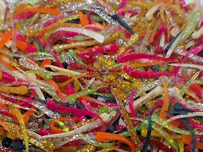 STAFFS FISHING LURES 120 Mixed GLOW Colors Ice Fishing1"IceTickler Soft Plastic Fishing Lure Crappie