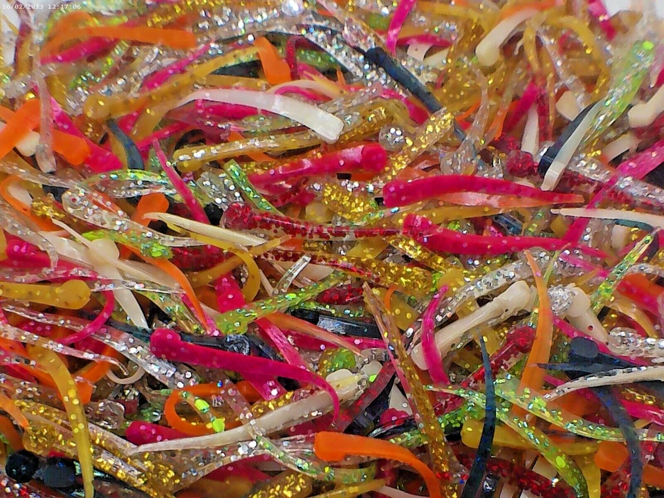 STAFFS FISHING LURES 120 Mixed GLOW Colors Ice Fishing1"IceTickler Soft Plastic Fishing Lure Crappie