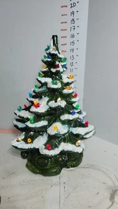 Atlantic Mold Ceramic Christmas Tree 18” Tall W Base Music Box Vtg Flocked - Picture 1 of 17