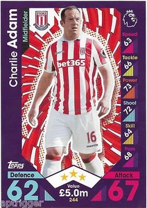 2016 / 2017 EPL Match Attax Base Card (244) Charlie ADAM Stoke City - Picture 1 of 1