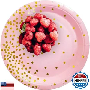 CUSINIUM 25-Pack 7" Pink and Gold Paper Plates - Suitable for Various Events - Picture 1 of 5