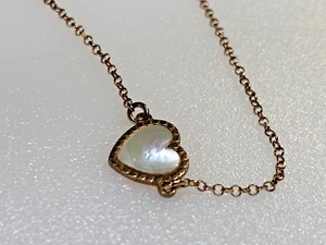 Sterling Silver 925 Bracelet Friendship Heart Mother of Pearl Gold on Silver - Picture 1 of 5