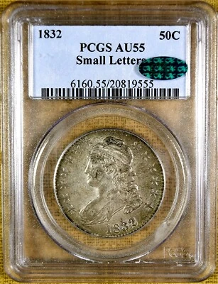 1832 O-118 PCGS AU55 Bust Half Dollar - CAC Stickered - Image 1 of 2