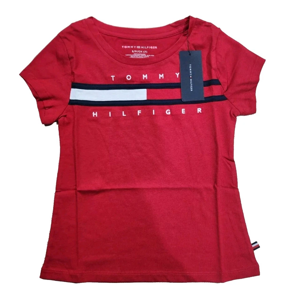 Tommy Hilfiger - Girls Kids Red Logo T-shirt  - Image 1 of 1