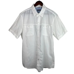 Izod Size Large White Lightweight Button Pocket Shirt Preppy Beach Classic New - Picture 1 of 11