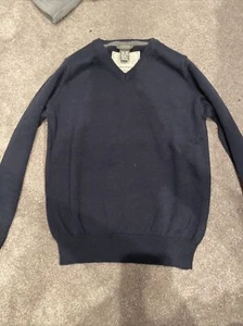 Zara Kids Boys Solid Navy V-Neck Knit Sweater Kids Size 3-4 - Picture 1 of 1