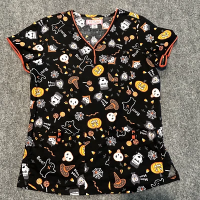 Женский скраб-топ koi от Kathy Peterson размер XS сова на Хэллоуин тыква призрак черный - Изображение 1 из 4