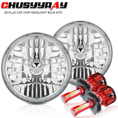 Par de faros LED redondos de 7 pulgadas aptos para semirremolque Kenworth T2000 haz alto bajo Foto 1 de 4