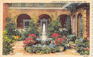 Postal AL: Bellingrath Gardens, fuente, móvil, Alabama, lino vintage - Imagen 1 de 2
