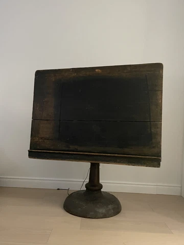 NYC SALE!!! 1890's cast Iron Antique Drafting Table Wood Wabi Sabi Made In USA Cover