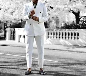 Premium Men's White Two Piece Dinner Jacket – Elegant Tuxedo, Formal Wear Blazer - Picture 1 of 4