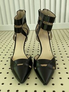 Nine West Heels  Black Sandal Shoes Women's Size 8.M Back Zipper Ankle Straps