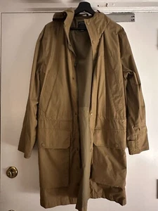 J Crew Mens Hooded Khaki Raincoat, Size Medium - Picture 1 of 3