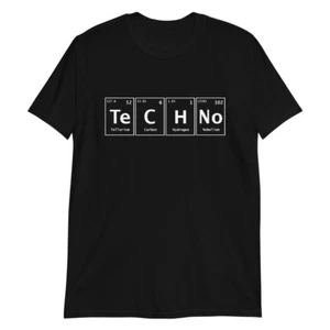 Techno t-shirt Electronic DJ Periodic Table Symbols Tee Funny Science - Picture 1 of 3
