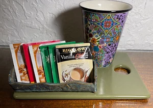 Handmade ceramic clay pottery charcuterie board tray tea caddy desk organizer - Picture 1 of 12