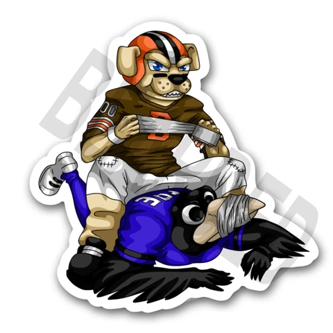 Cleveland Browns VS Baltimore Ravens MASCOT FIGHTS STICKER - NFL FOOTBALL Cover
