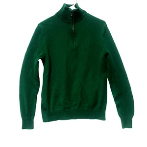 Gap Cable Knit 1/4 Zip 100% Cotton Green Ribbed Mock Neck Sweater Mens Size M - Picture 1 of 11