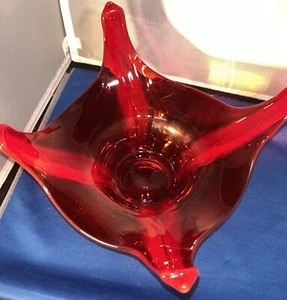 MCM Atomic LE Smith Amberina Simplicity Large Bowl Centerpiece 4 Point Bowl - Picture 1 of 10