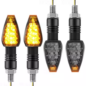 4X Motorcycle Turn Signals Blinker Lights Smoke Amber For Yamaha Honda Kawasaki - Foto 1 di 7