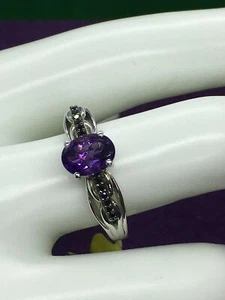 Uruguayan Amethyst Ring with Thai Black Spinel - Picture 1 of 4