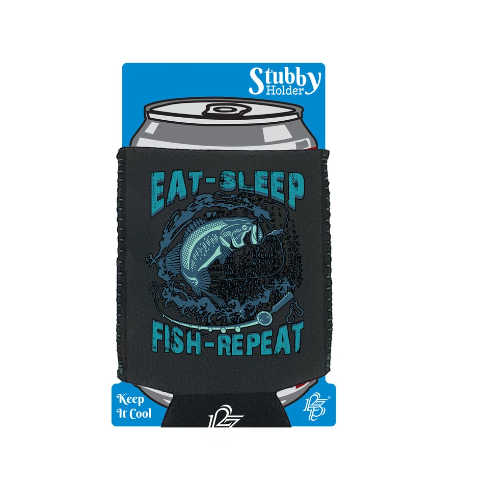 Eat Sleep Fish Repeat Fishing Funny Novelty stubbie holders Stubby Holder - image 1 of 1