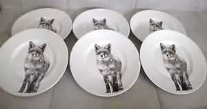 6 - Pier 1 Imports Snow Forest Winter Fox 8 5/8" Salad Plates Set of 6 - Picture 1 of 3